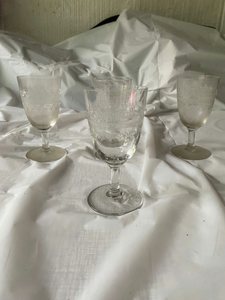 Set of Vintage Cut Needle Etched Cordial Glasses - image 1 of 2