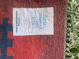 Handwoven cotton rug with geometric red and blue pattern - thumbnail 3 of 5