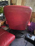 Palliser Red leather Recliner & Ottoman - thumbnail 3 of 10