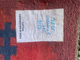 Handwoven cotton rug with geometric red and blue pattern - thumbnail 2 of 5