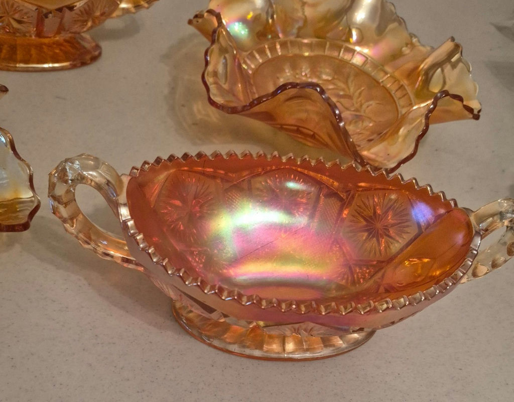 Set of Iridescent Marigold Carnival Glass Bowls and Dishes - image 3 of 6