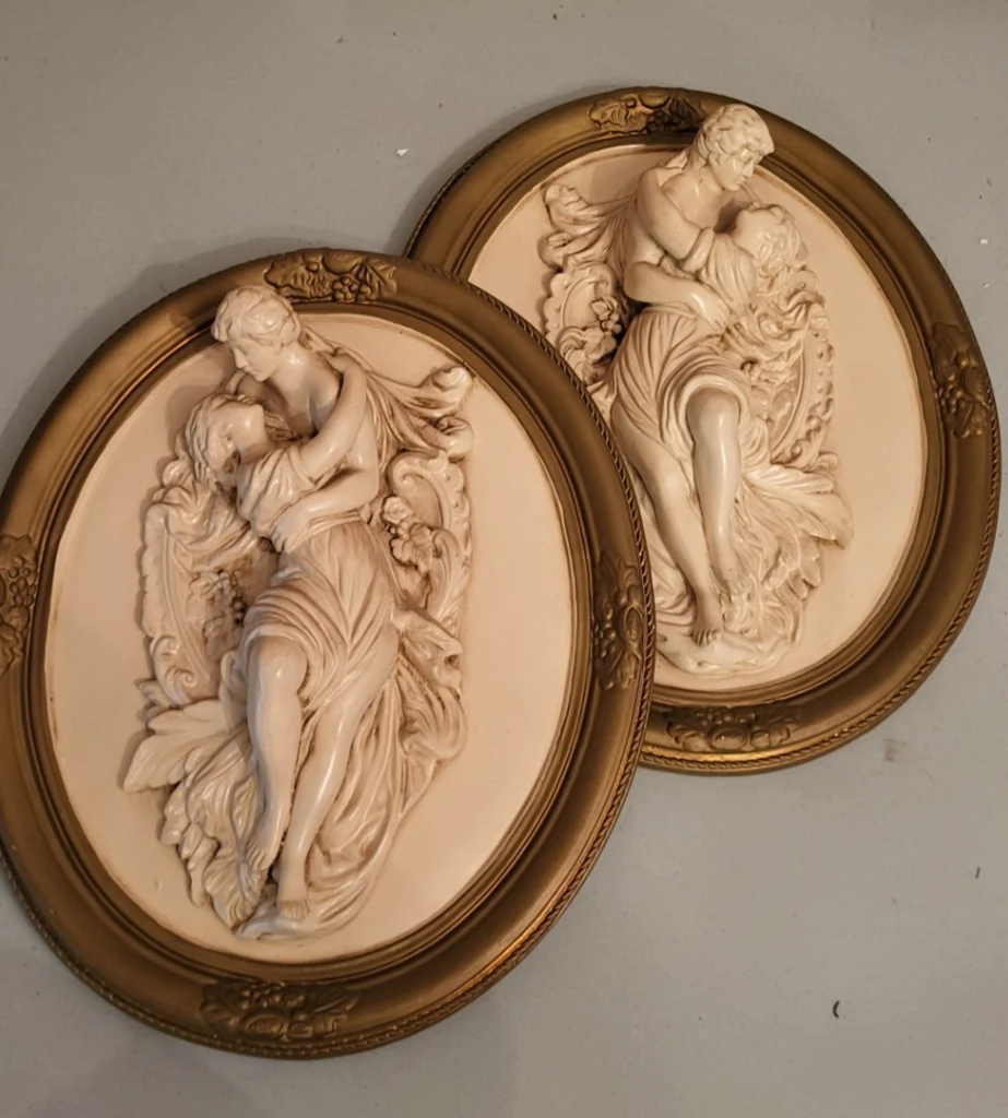 Romantic Couple Wall Plaque Chalkware / Resin  - image 1 of 4