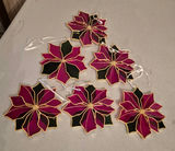 6 Poinsettia Stained Glass Ornaments - thumbnail 2 of 3