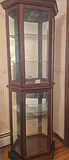Lighted Corner Display Cabinet: Wood and Glass - thumbnail 1 of 3