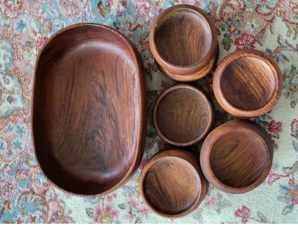 JUST ADDED! Mid-C Teak Bowl set - image 1 of 5