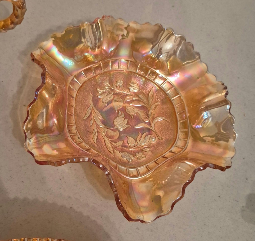 Set of Iridescent Marigold Carnival Glass Bowls and Dishes - image 5 of 6
