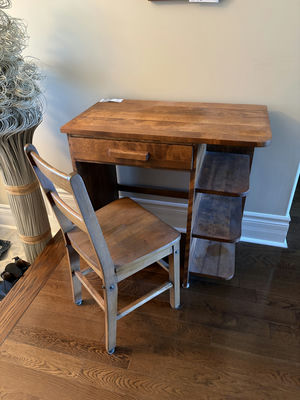 Solid Wooden Desk & Wooden Chair - Image 1 of 12