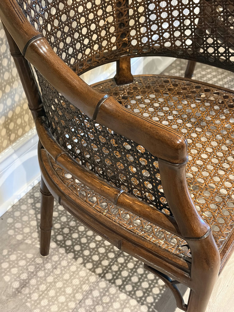 Faux Bamboo Cane Barrel Chairs x 2 - image 5 of 19