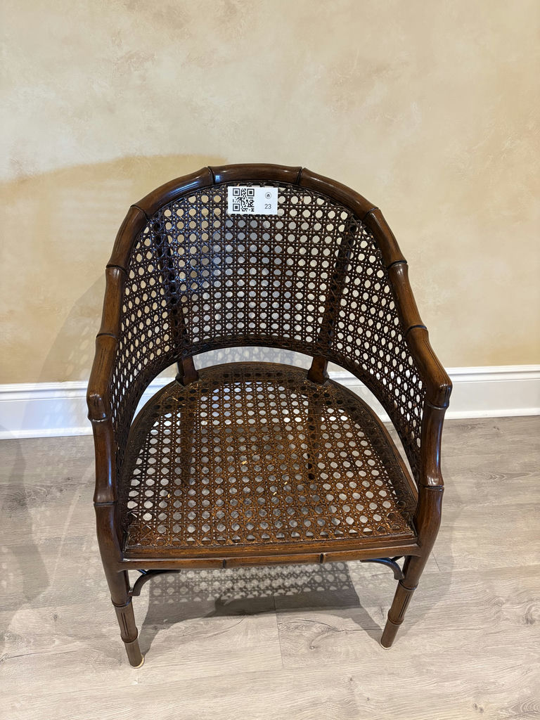 Faux Bamboo Cane Barrel Chairs x 2 - image 13 of 19