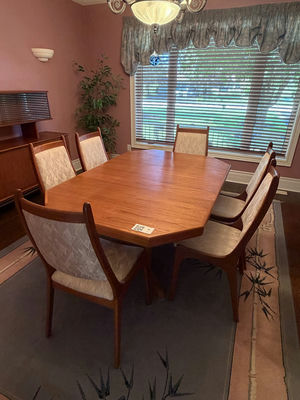 MCM Solid Wood Dining Suite - Table & 6 Chairs - Image 1 of 17