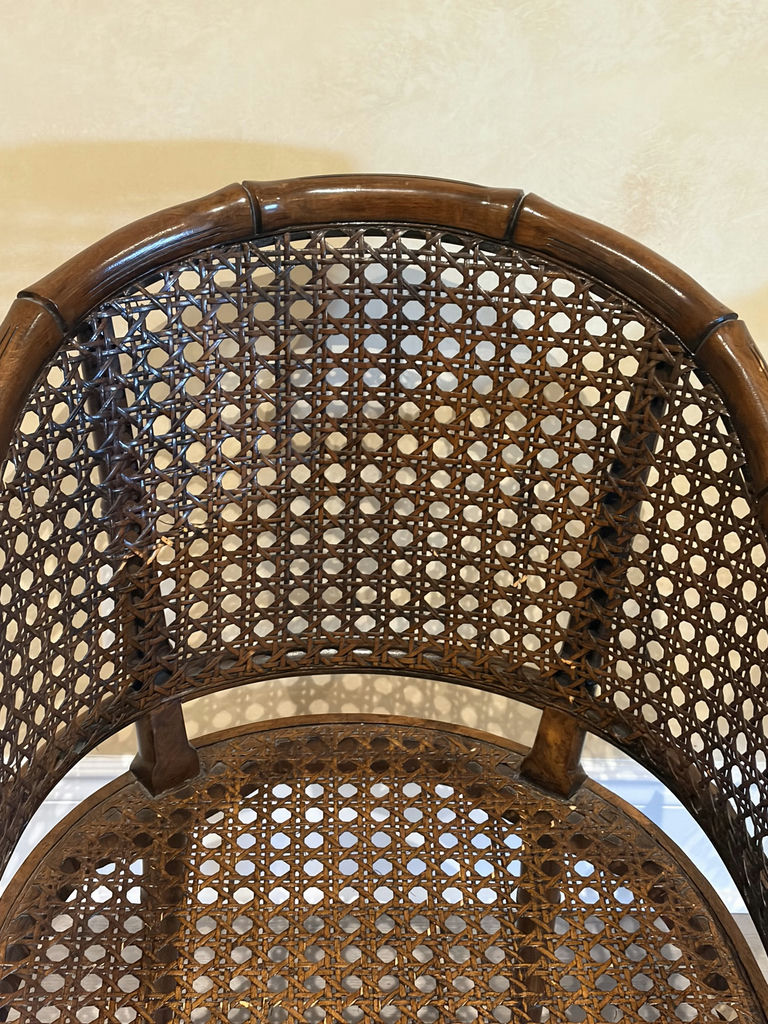 Faux Bamboo Cane Barrel Chairs x 2 - image 3 of 19