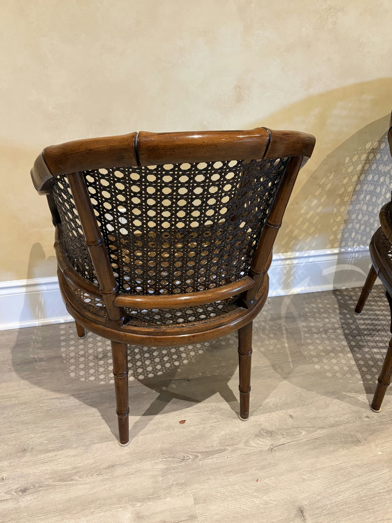 Faux Bamboo Cane Barrel Chairs x 2 - image 7 of 19