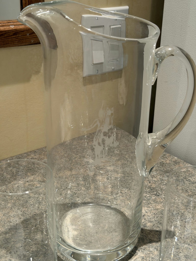 Czechoslovakian Crystal Pitcher With 6 Glasses - image 7 of 7