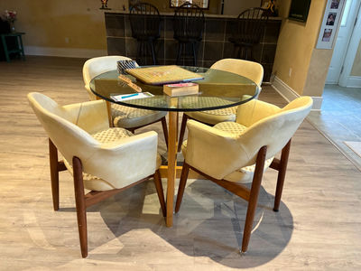 Vintage Round Table w. Four Chairs - Image 1 of 8
