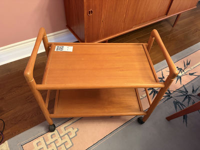 MCM Solid Wood Bar Cart - Image 1 of 12