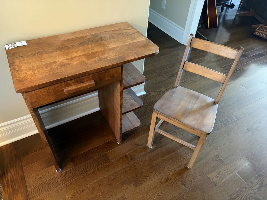 Solid Wooden Desk & Wooden Chair - image 2 of 12