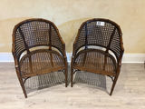 Faux Bamboo Cane Barrel Chairs x 2 - thumbnail 1 of 19