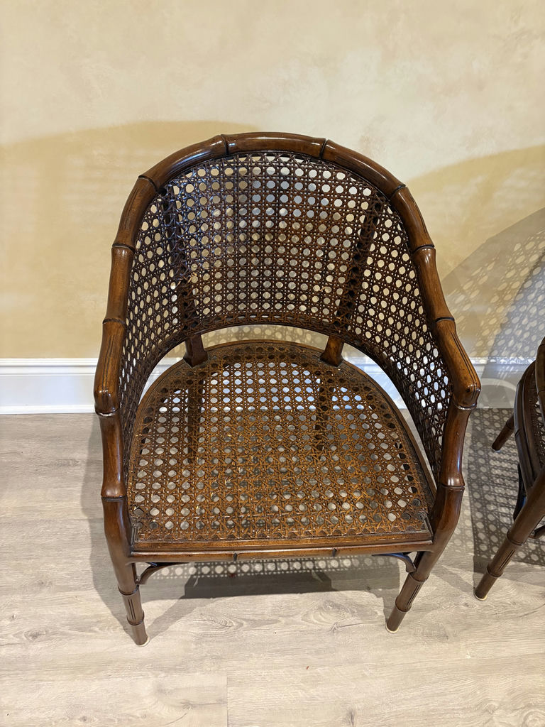 Faux Bamboo Cane Barrel Chairs x 2 - image 2 of 19