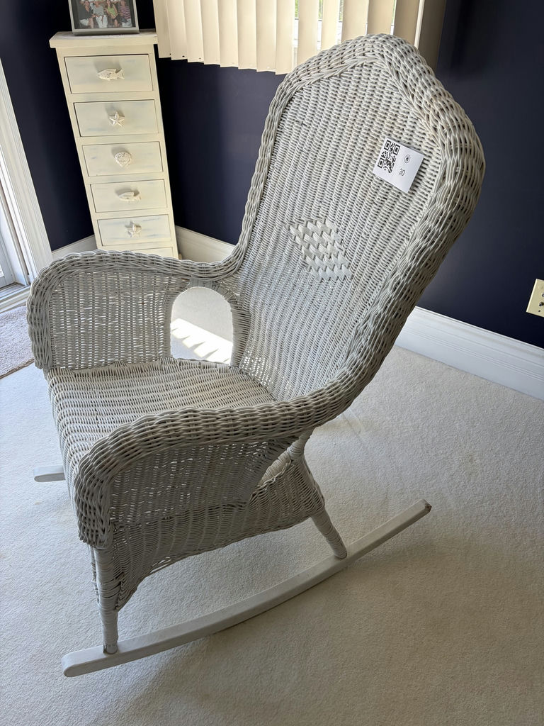 White Wicker Rocking Chair - image 11 of 14