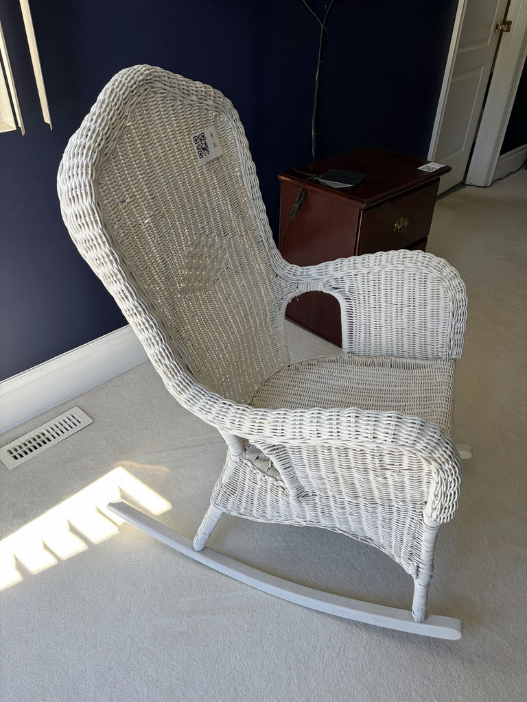 White Wicker Rocking Chair - image 10 of 14