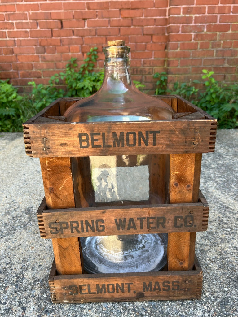 1940s-50s Belmont 5 Gallon Glass Spring Water Bottle and Crate   - image 1 of 8