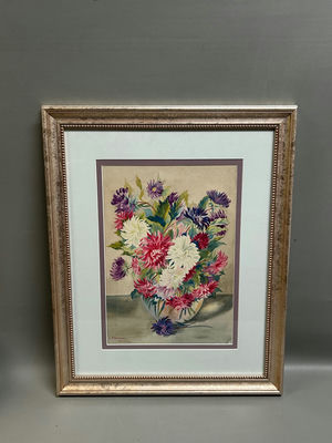 Still Life Watercolor Floral Bouquet Painting Signed - Image 1 of 5