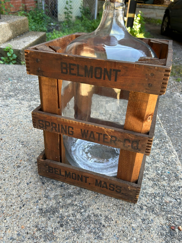 1940s-50s Belmont 5 Gallon Glass Spring Water Bottle and Crate   - image 8 of 8