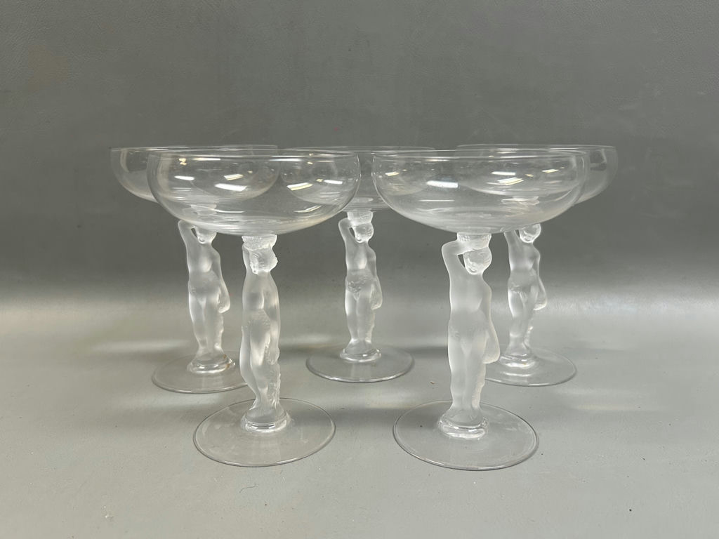 Vintage Bayel Frosted Nude Female Champagne Coupes - image 1 of 6