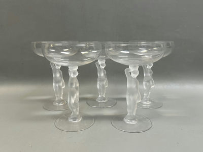 Vintage Bayel Frosted Nude Female Champagne Coupes - Image 1 of 6