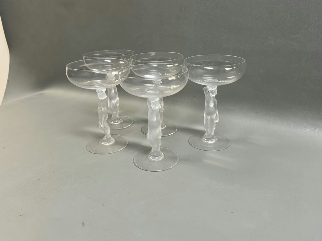 Vintage Bayel Frosted Nude Female Champagne Coupes - image 5 of 6