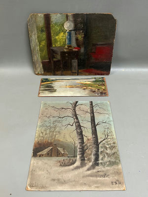 Three Oil Paintings on Board Signed - Image 1 of 6