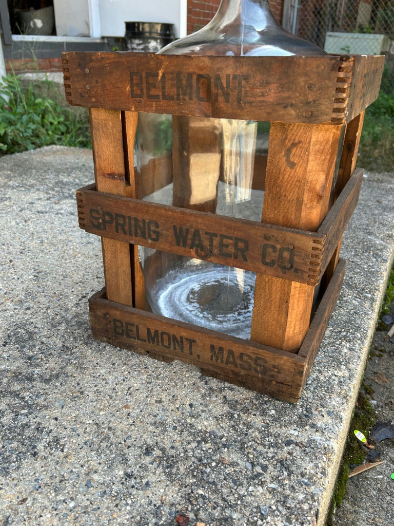 1940s-50s Belmont 5 Gallon Glass Spring Water Bottle and Crate - image 5 of 8