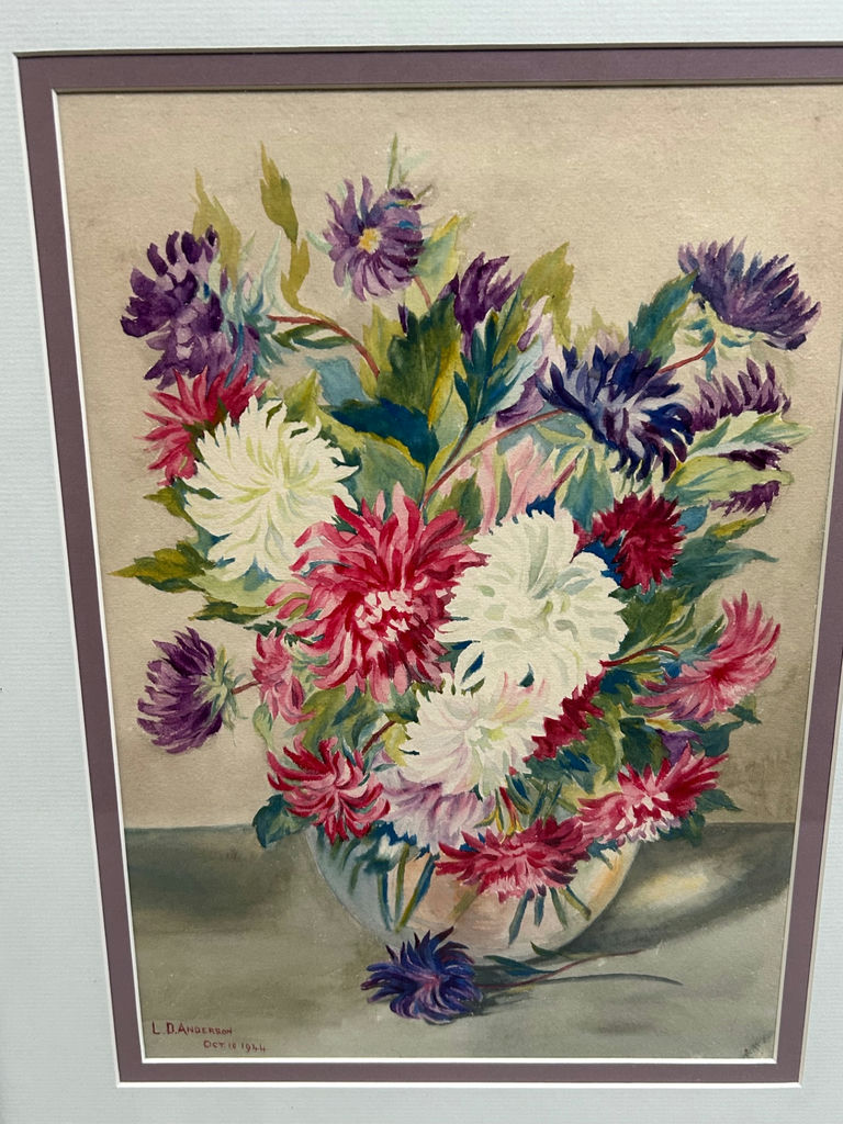 Still Life Watercolor Floral Bouquet Painting Signed - image 4 of 5