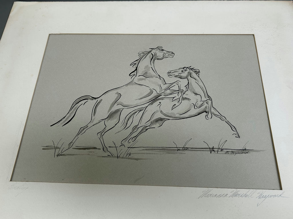 Signed Gouache Painting of Horses - image 4 of 5