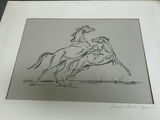 Signed Gouache Painting of Horses - thumbnail 4 of 5