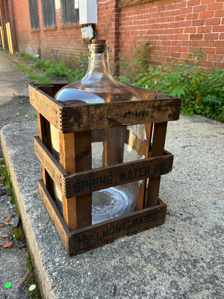1940s-50s Belmont 5 Gallon Glass Spring Water Bottle and Crate - image 4 of 8