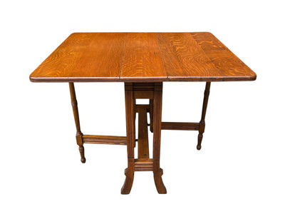 Antique Victorian Tiger Oak Drop Leaf Table - Image 1 of 7