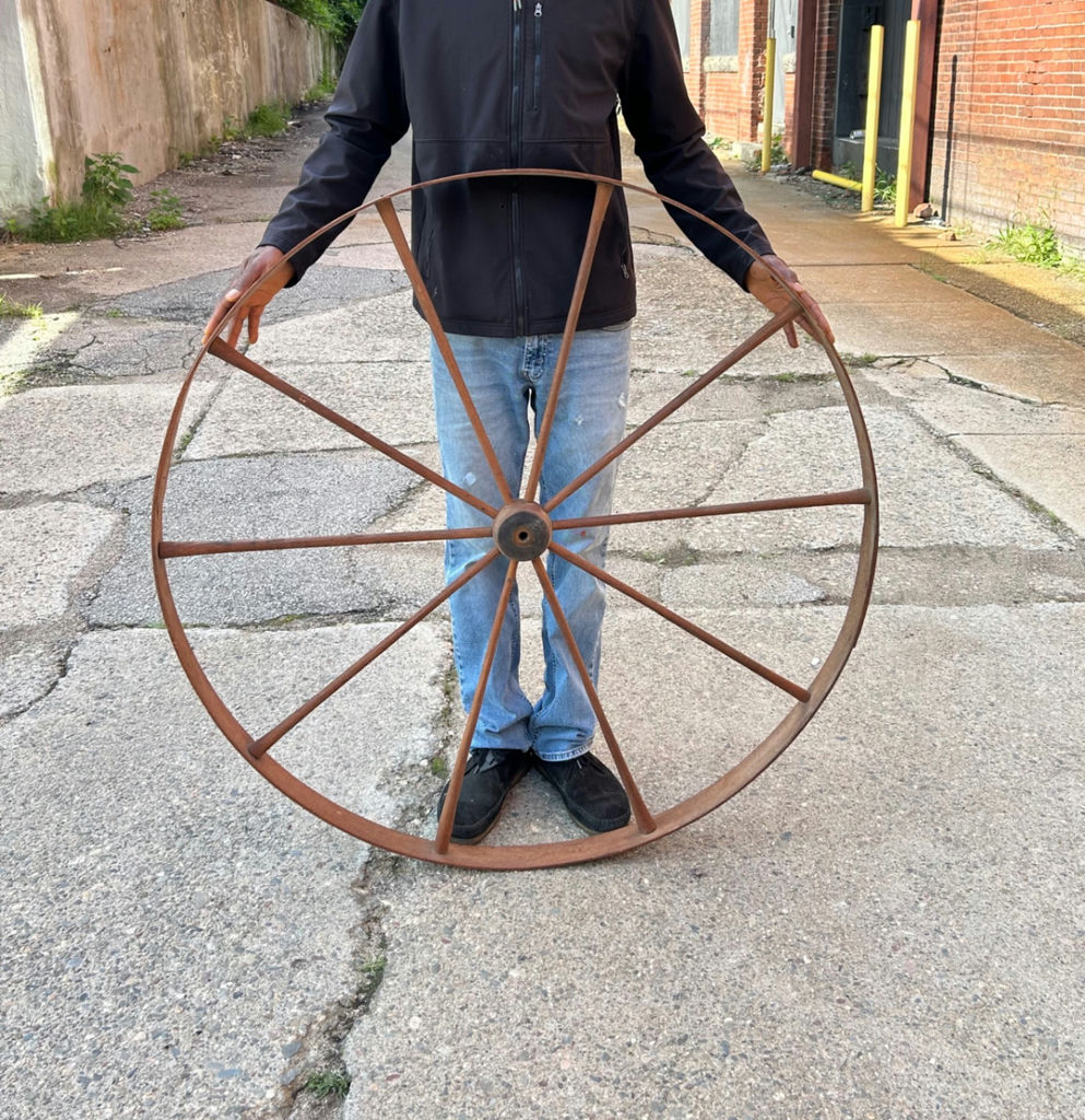 Large Antique Yarn Spinning Wheel - image 3 of 5