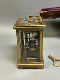 Brass Carriage Clock W/ Leather Case for Tilden Turber Providence RI - thumbnail 8 of 9