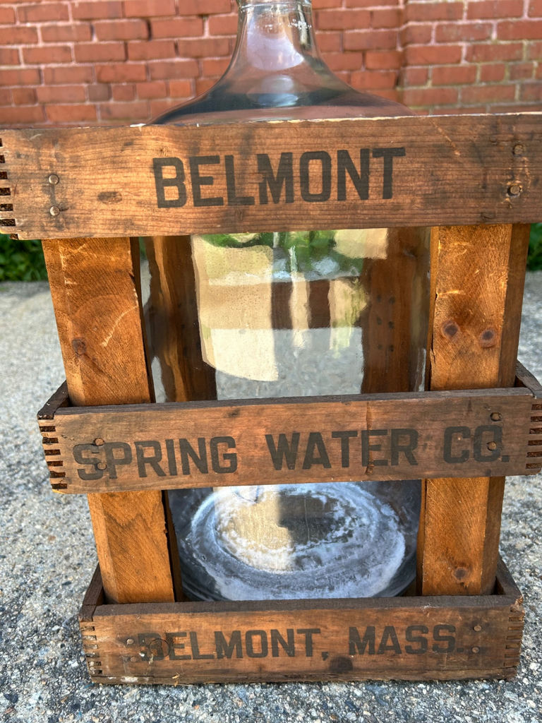 1940s-50s Belmont 5 Gallon Glass Spring Water Bottle and Crate   - image 3 of 8