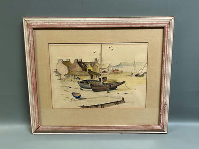 Harborscape Watercolor Paintings Signed  - Image 1 of 4