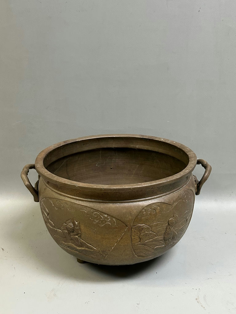 Antique Chinese Japanese Bonze Figurative Jardinière  - image 1 of 7