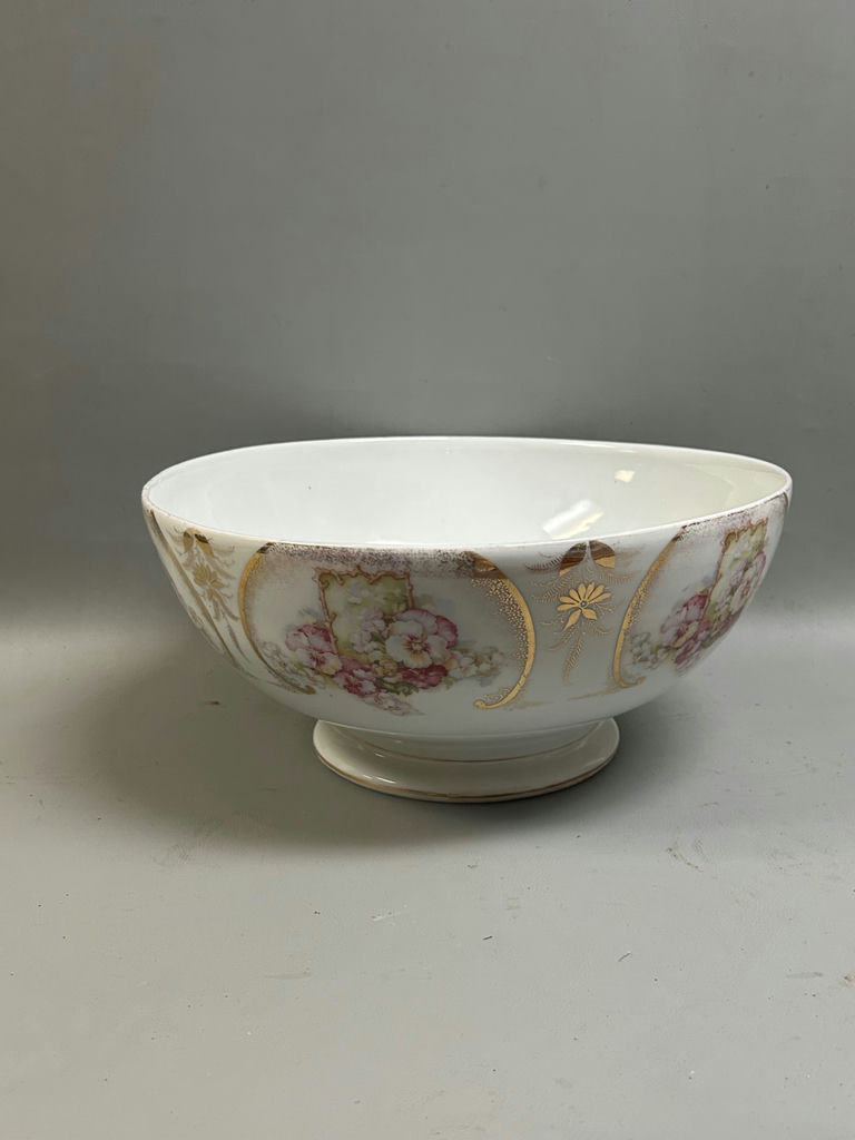 Large Porcelain Floral Punch Bowl Germany - image 1 of 6