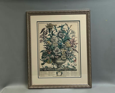 Autumn 12 Months of Flowers H. Fletcher Engraving  - Image 1 of 4