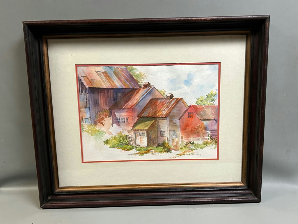 Signed Rustic Homes Watercolor - image 1 of 5