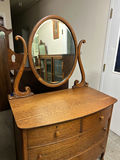 Antique Tilt Mirror Tiger Oak Dresser - thumbnail 5 of 6