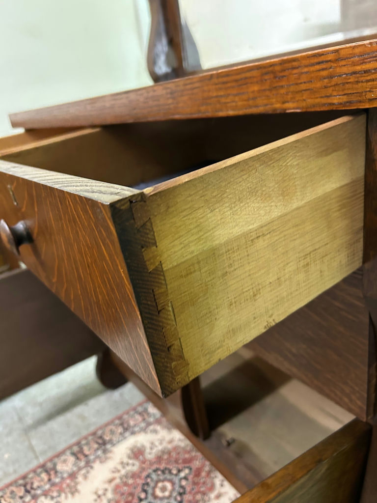 Antique Tiger Oak Buffet Sideboard with mirror. - image 5 of 7