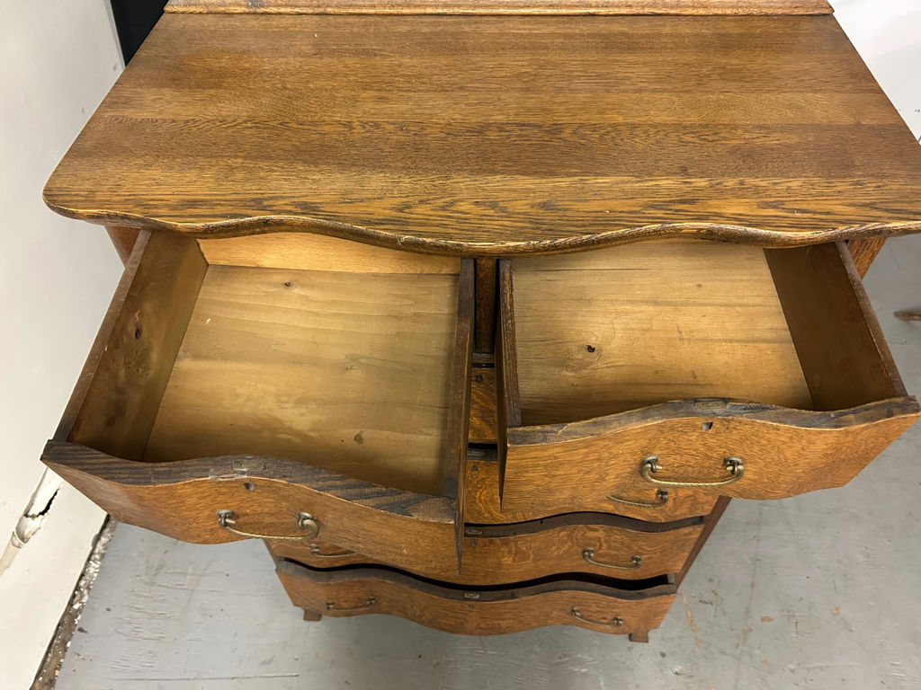 Antique Oak Serpentine Tilt Mirror Dresser - image 5 of 6