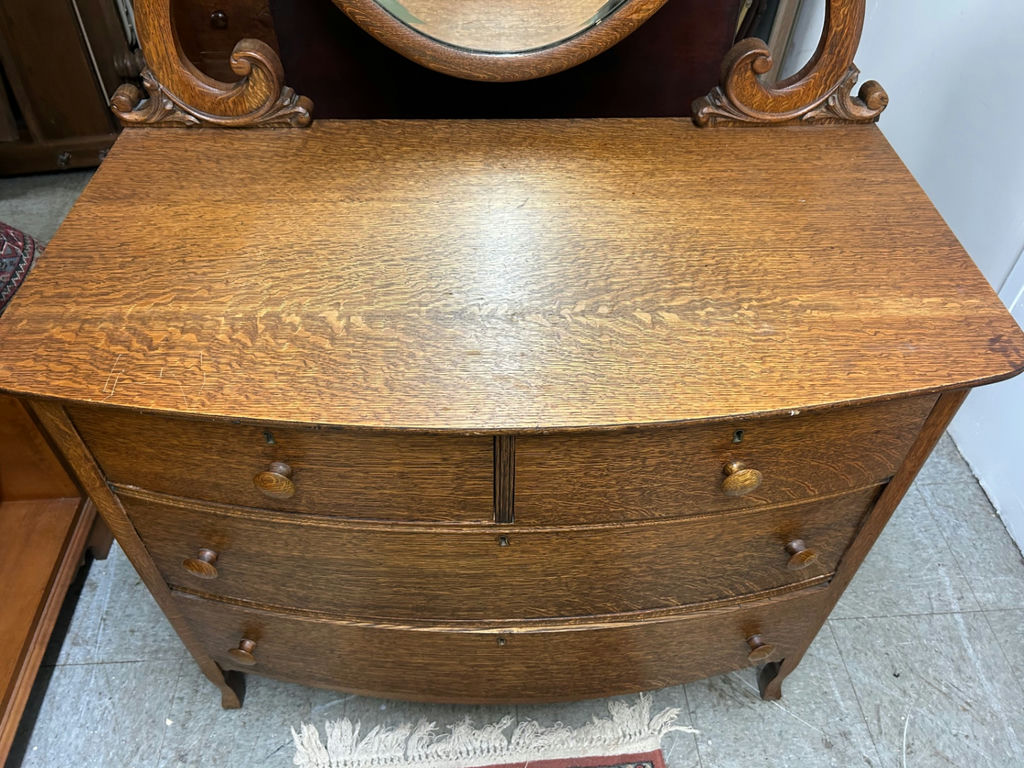 Antique Tilt Mirror Tiger Oak Dresser  - image 6 of 6