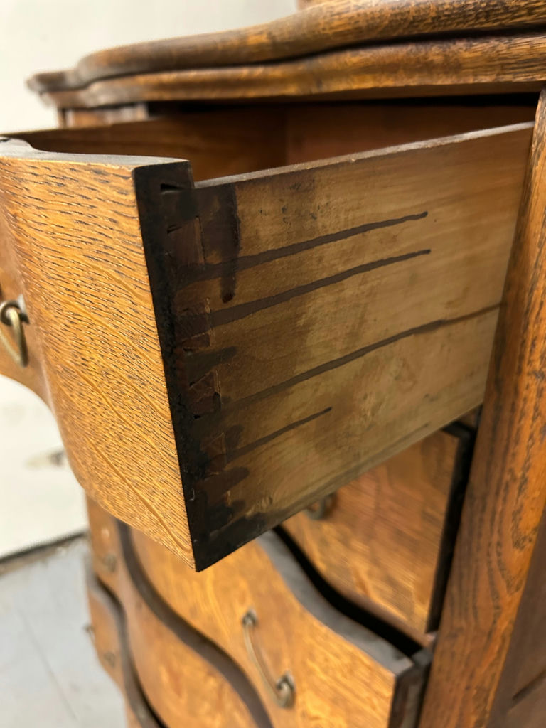 Antique Oak Serpentine Tilt Mirror Dresser - image 6 of 6